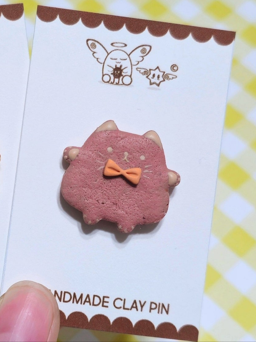 Kawaii Fatty Cat Cracker Cookies, Polymer Clay Pin