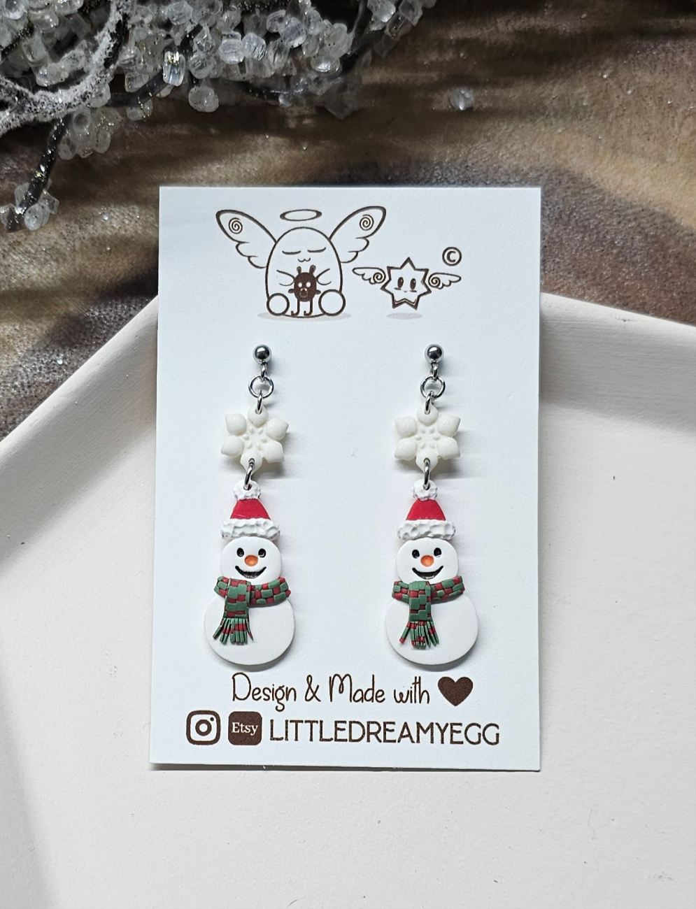 Snowman Clay Earrings