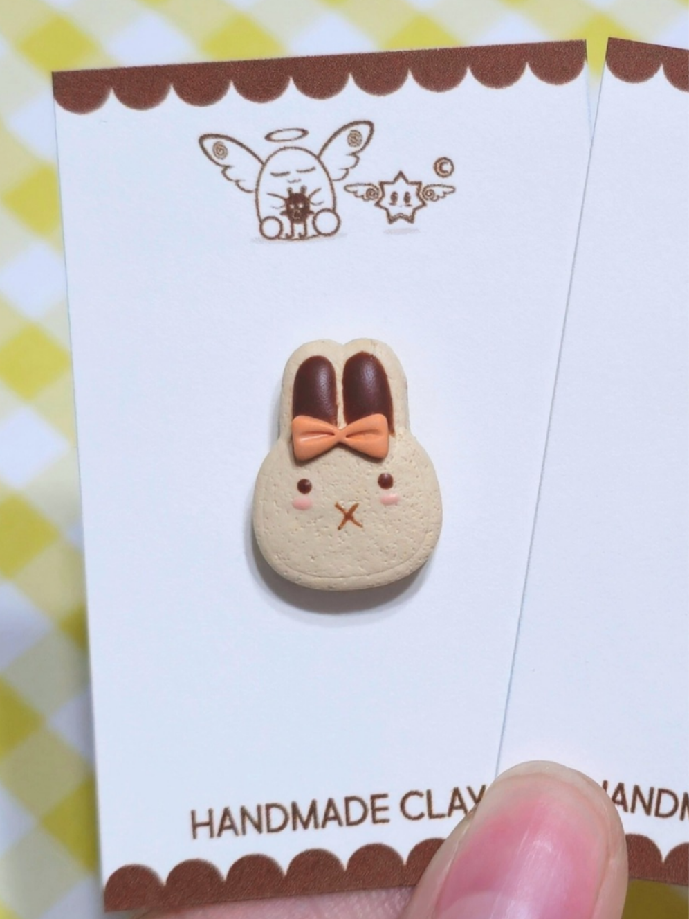 Kawaii Mini Rabbit Head Cracker Cookies, Polymer Clay Pins
