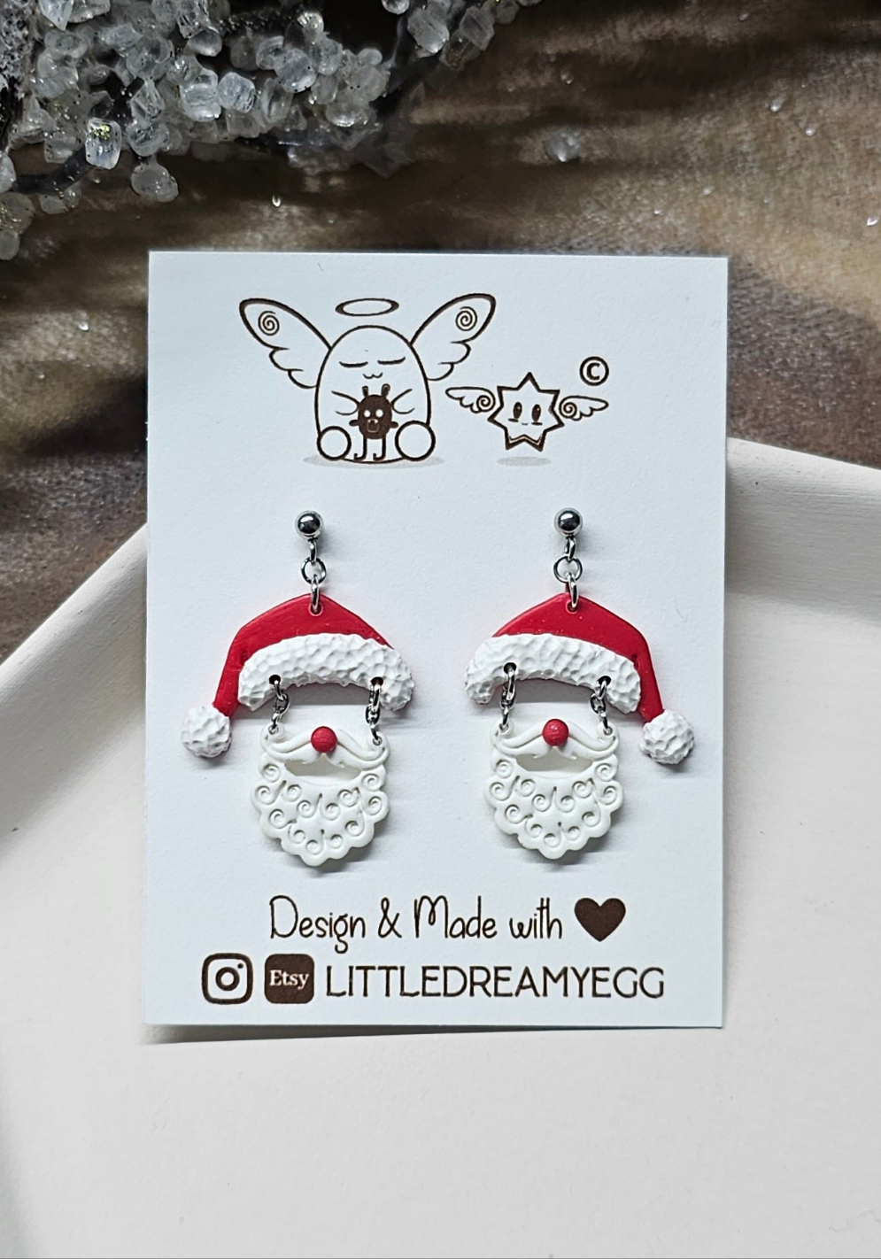 Santa Claus Clay Earrings, Christmas Earrings