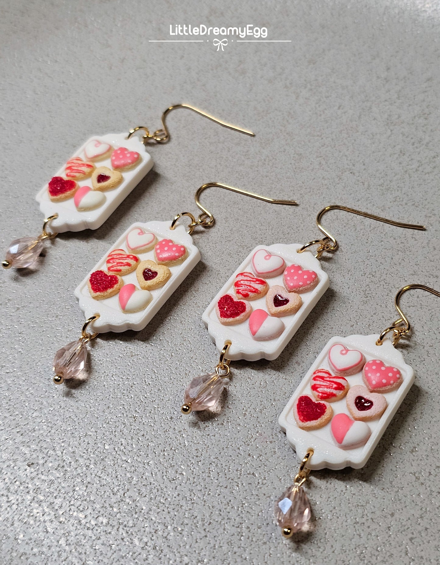 Valentine Heart Cookies Tray Earrings