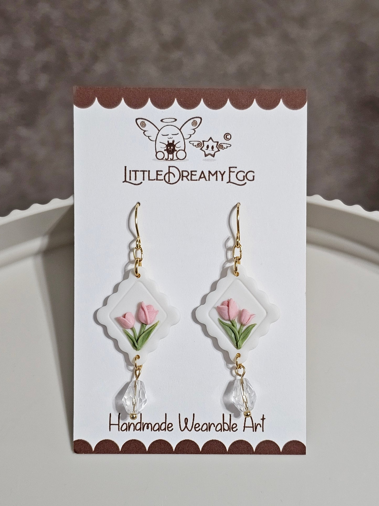 Pink Tulip Flowers Dangle&Drop