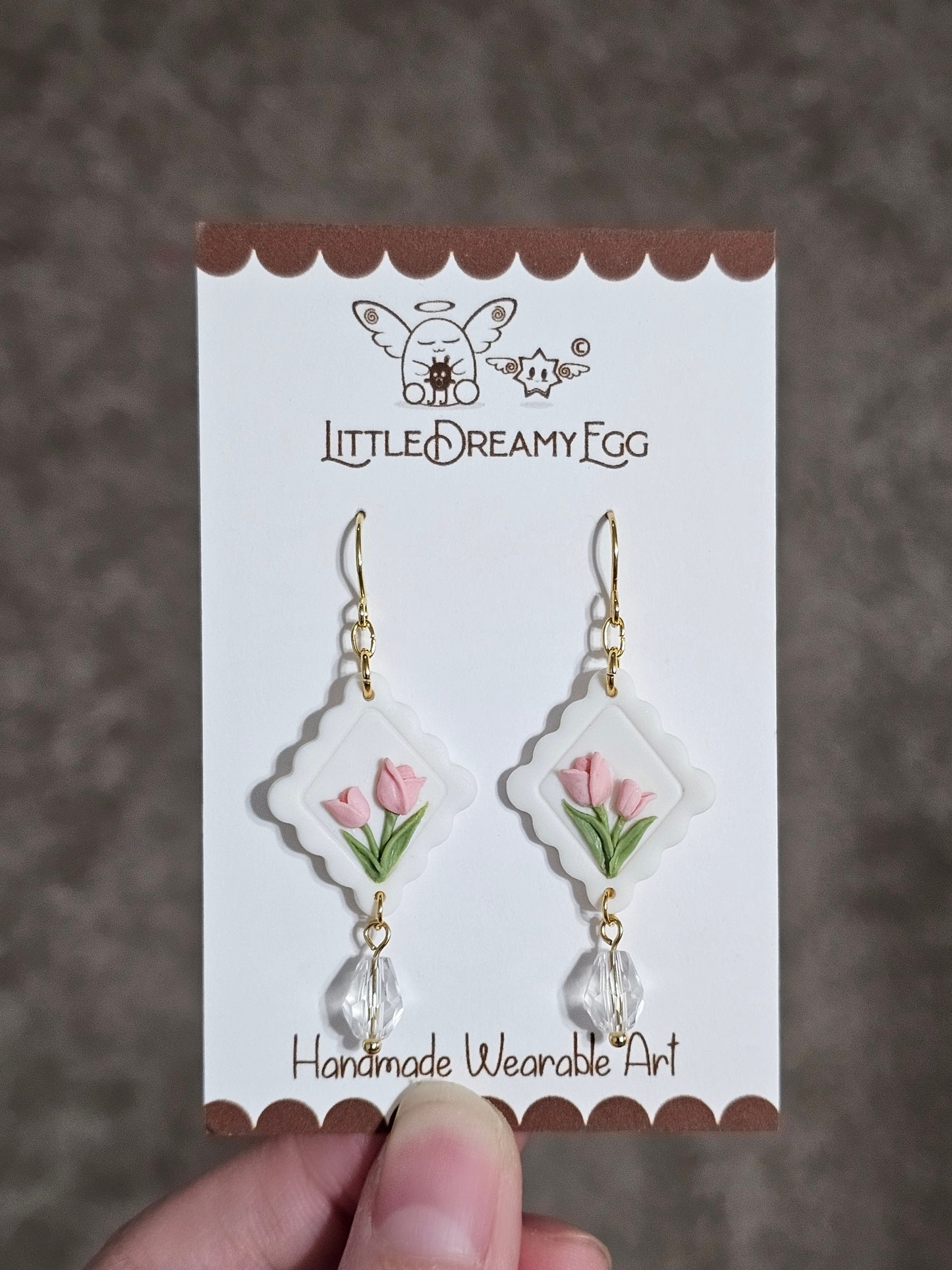 Pink Tulip Flowers Dangle&Drop