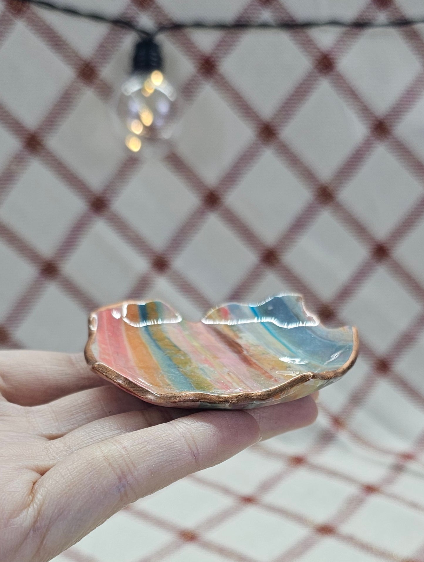 Unique handmade polymer clay jewelry dish, Irregular Shape #5