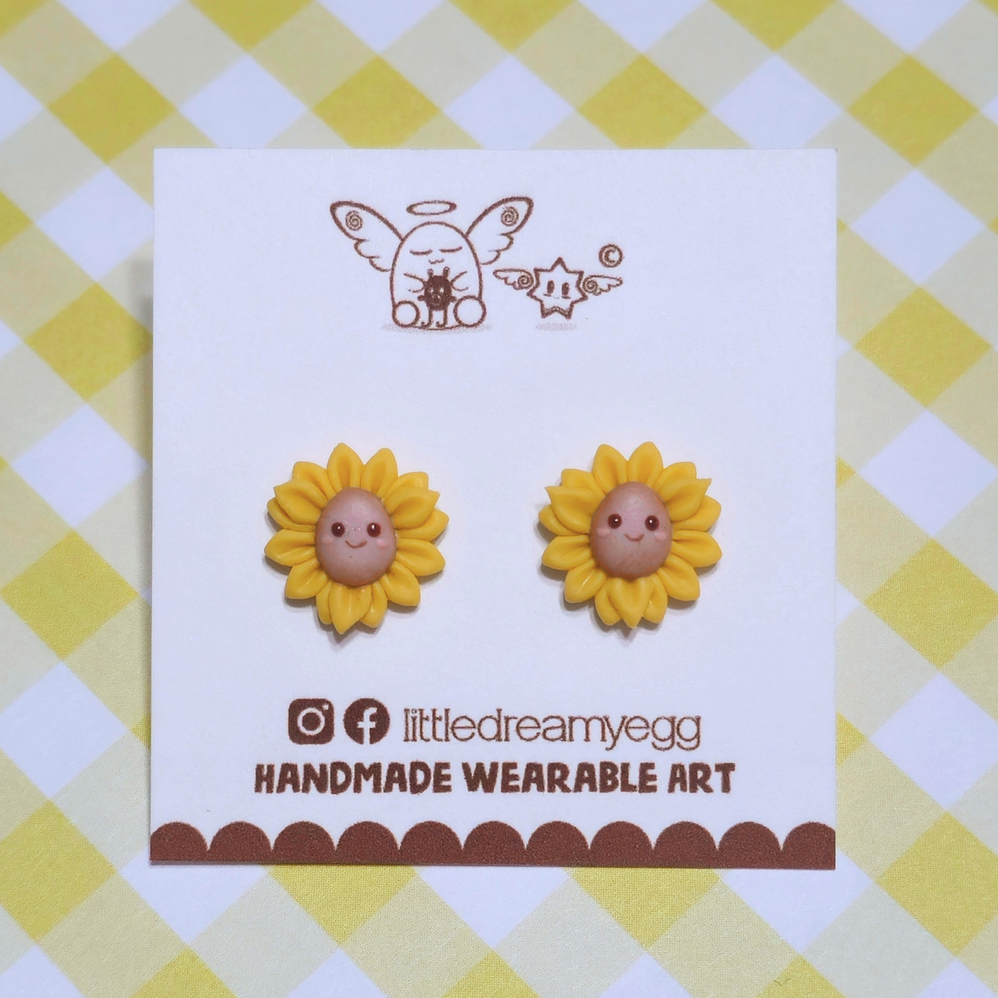 Sunflower Ear Studs, Polymer Clay Earrings