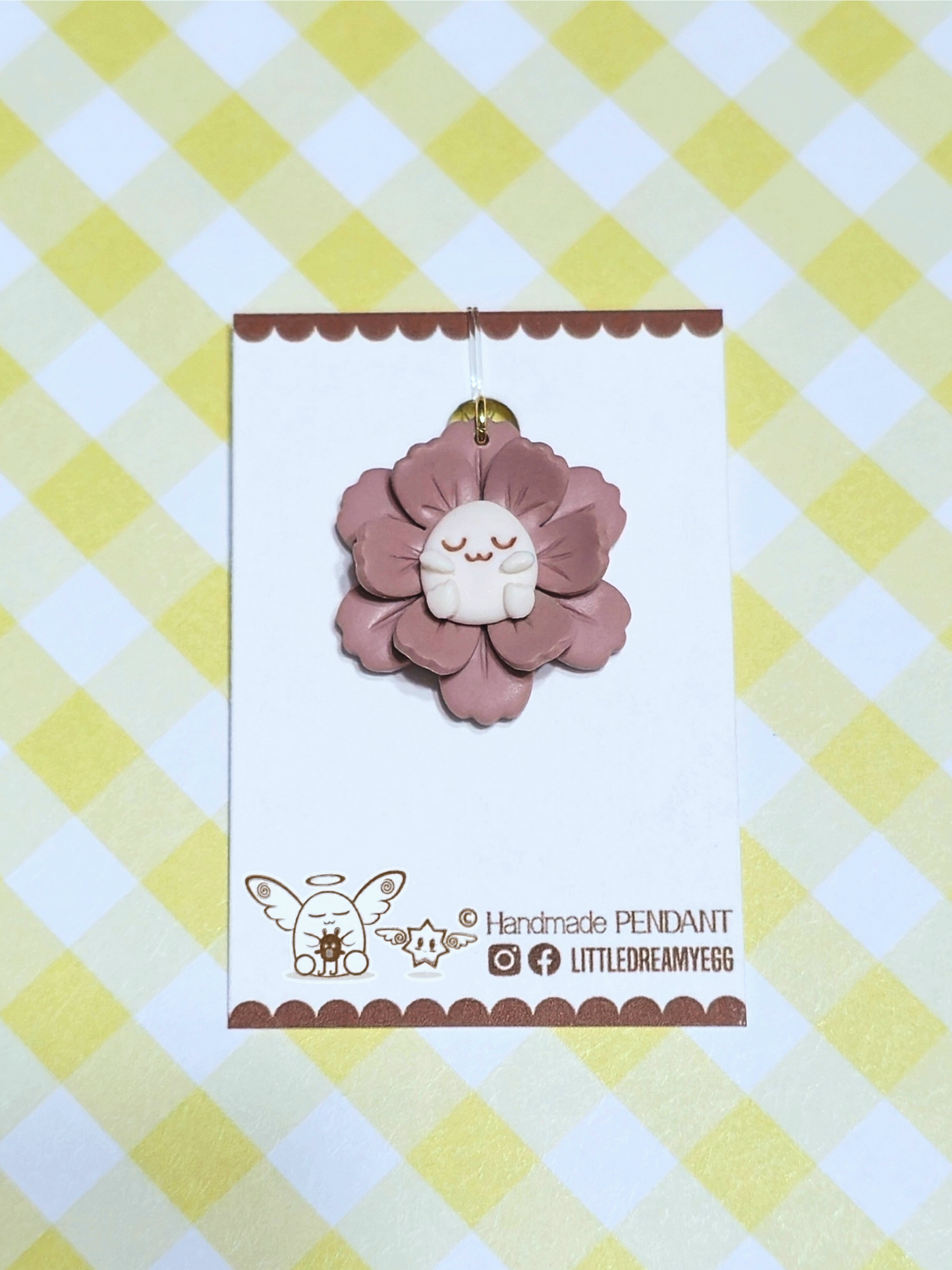 Dreamee Nap in Bloom, Polymer Clay Pendant