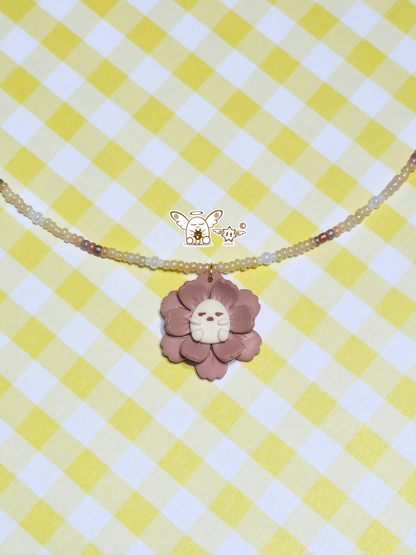 Dreamee Nap in Bloom, Polymer Clay Pendant