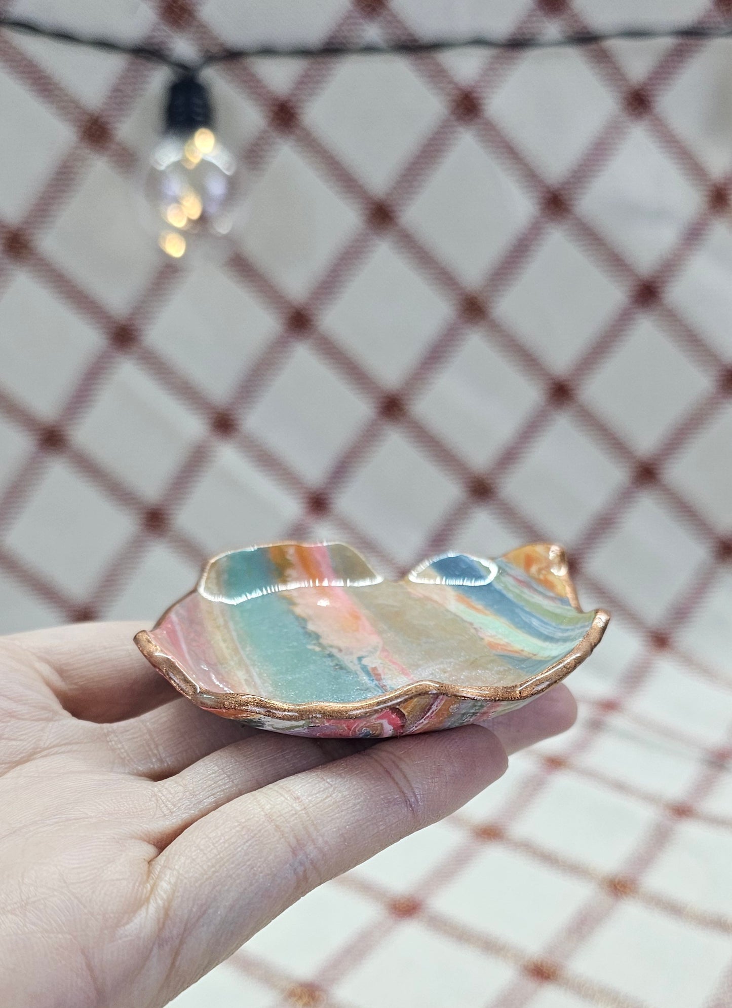 Unique handmade polymer clay jewelry dish, Irregular Shape #4