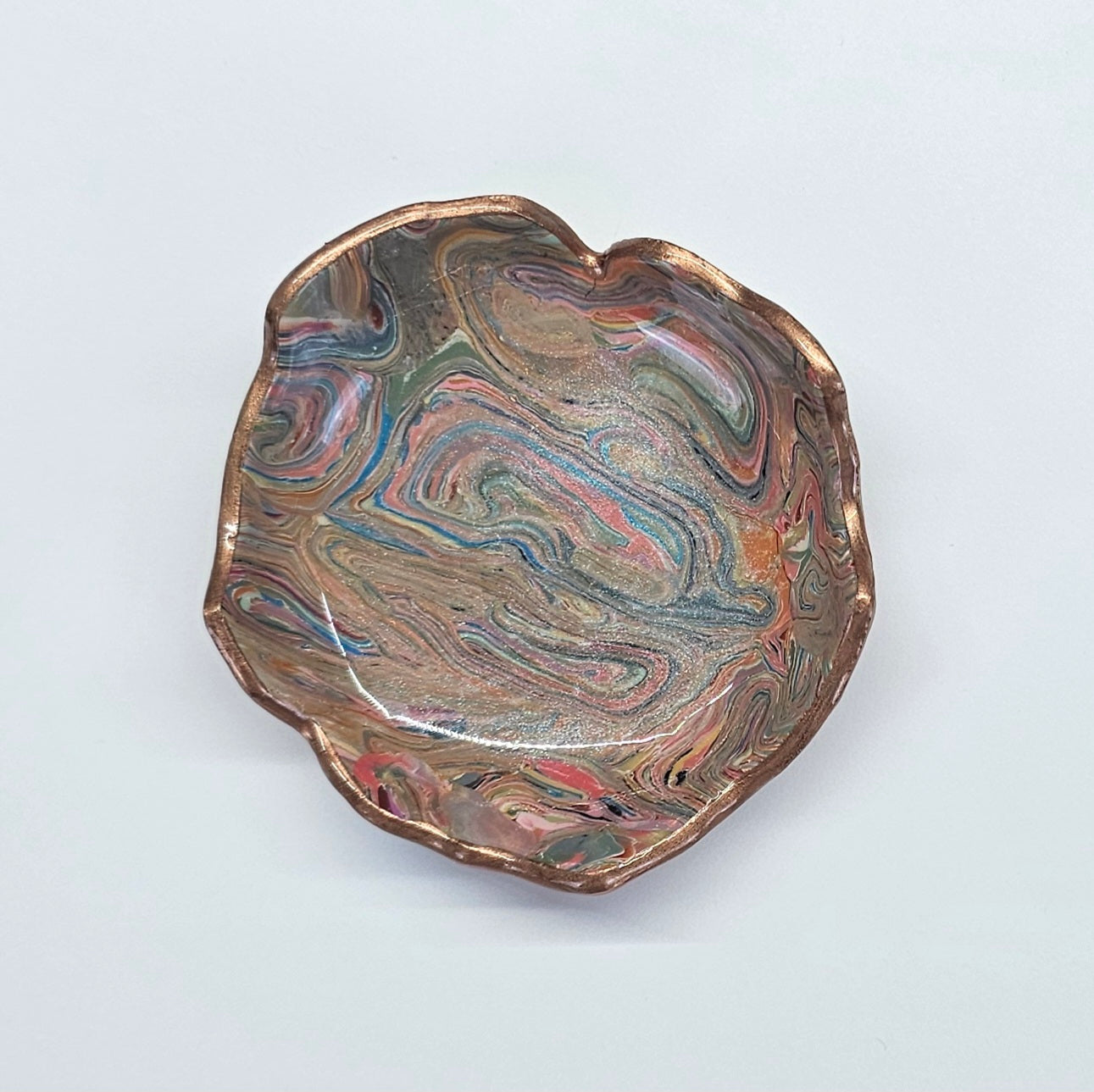 Unique handmade polymer clay jewelry dish, Natural Shape #13