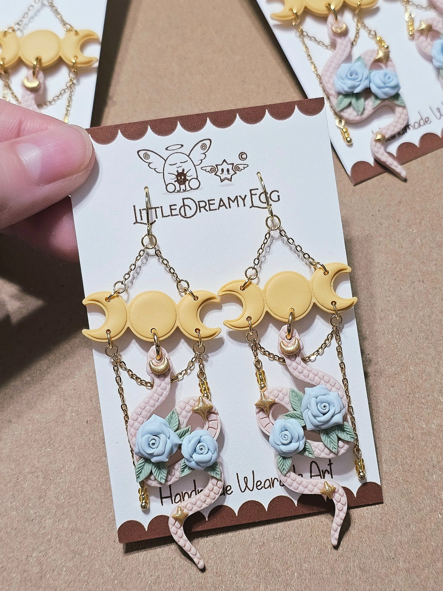 Celestial Snake and Moon Phases Dangles