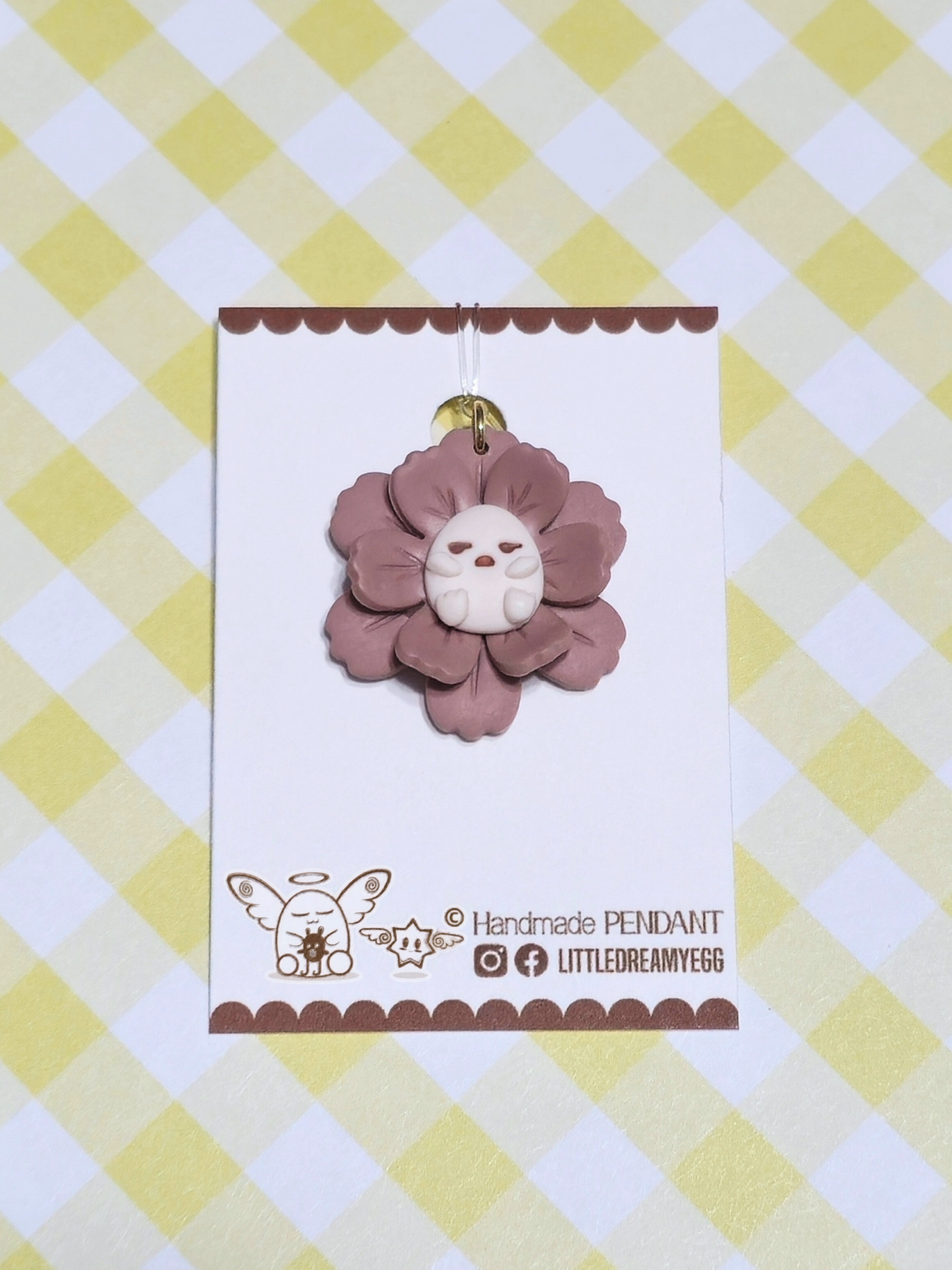 Dreamee Nap in Bloom, Polymer Clay Pendant