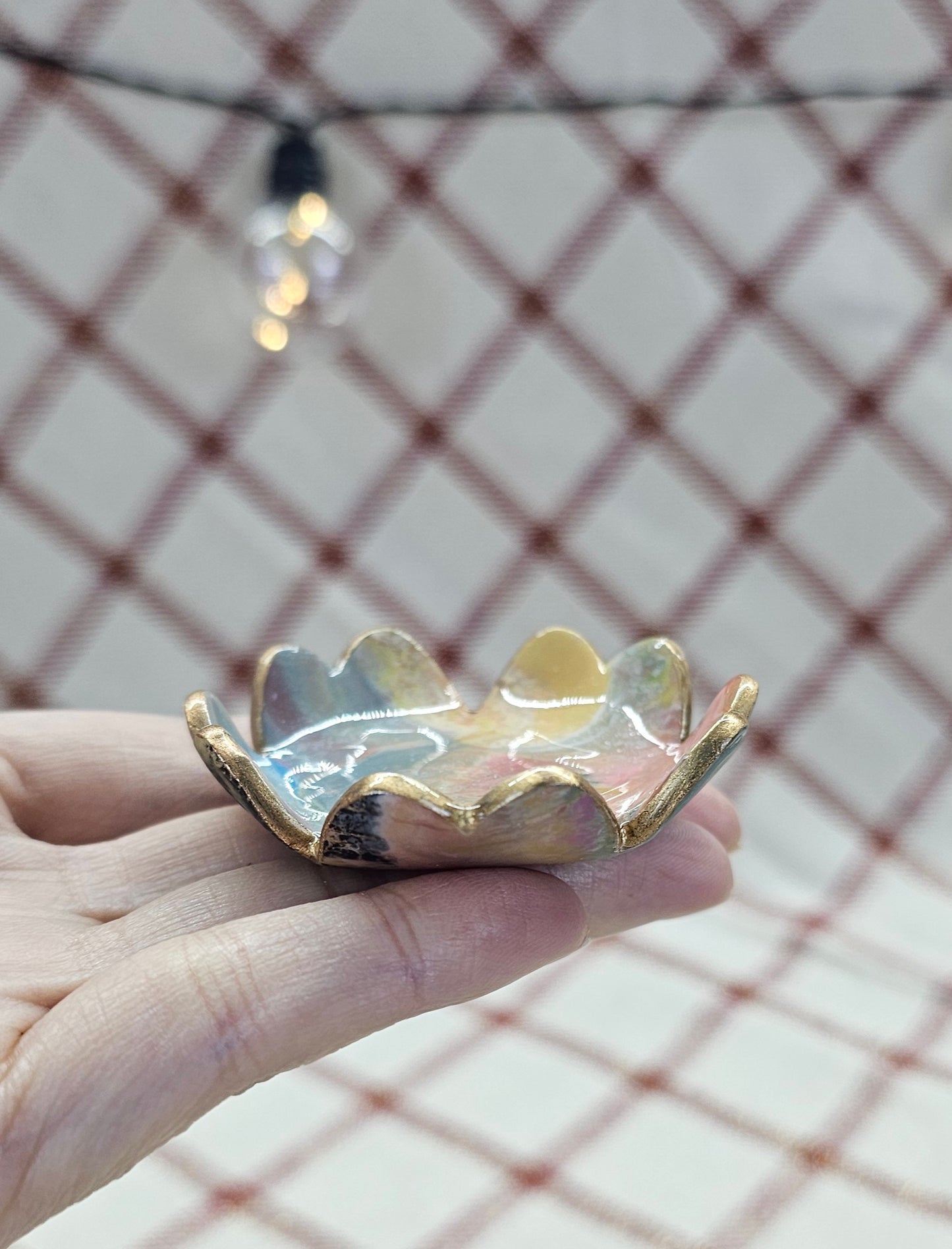Unique handmade polymer clay jewelry dish , Sakura Flower Shape #6
