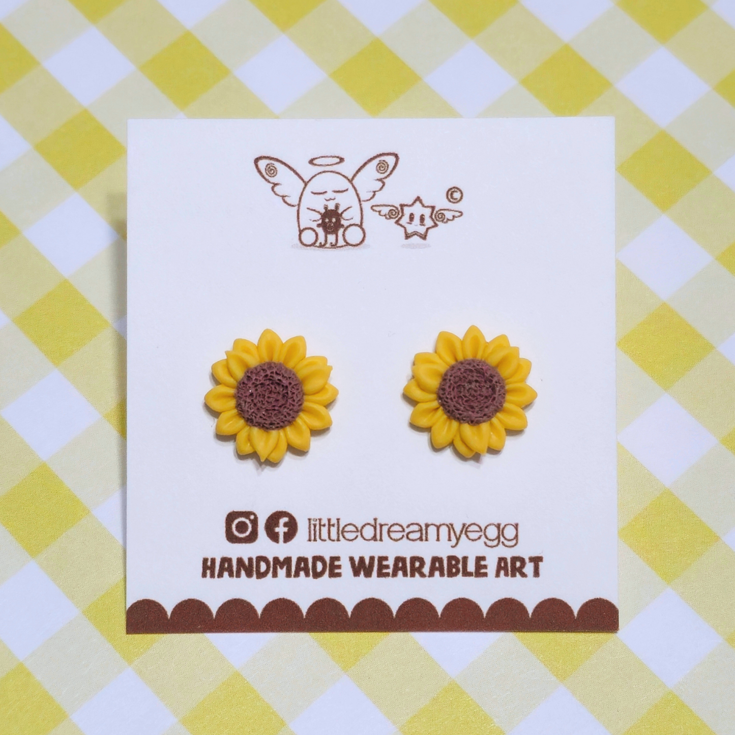 Sunflower Ear Studs, Polymer Clay Earrings