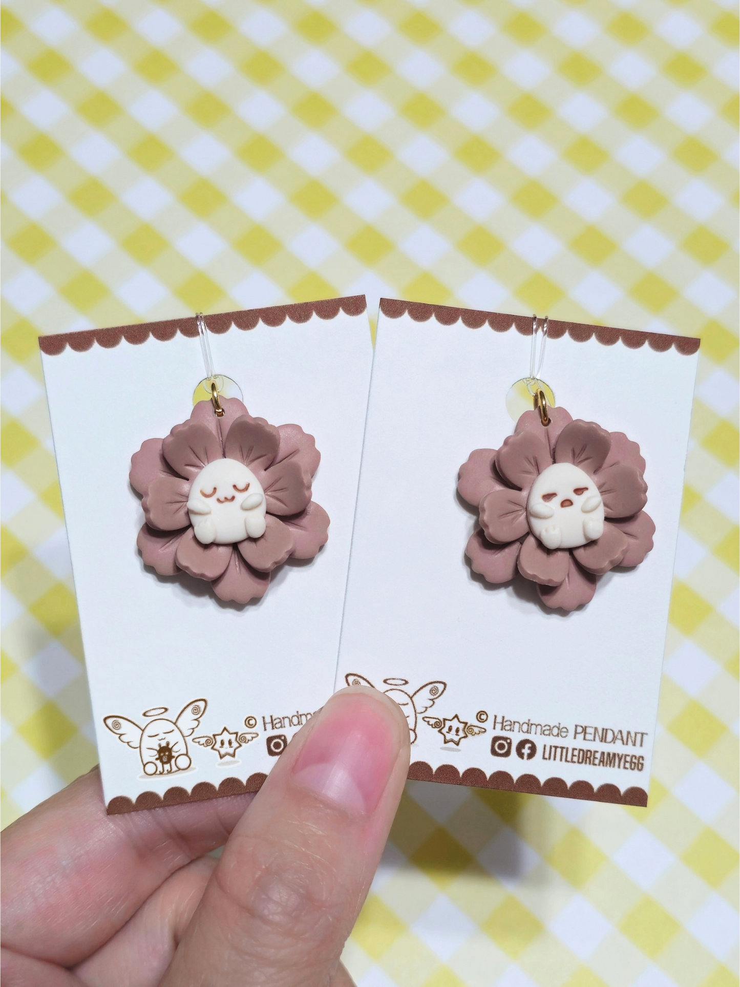 Dreamee Nap in Bloom, Polymer Clay Pendant