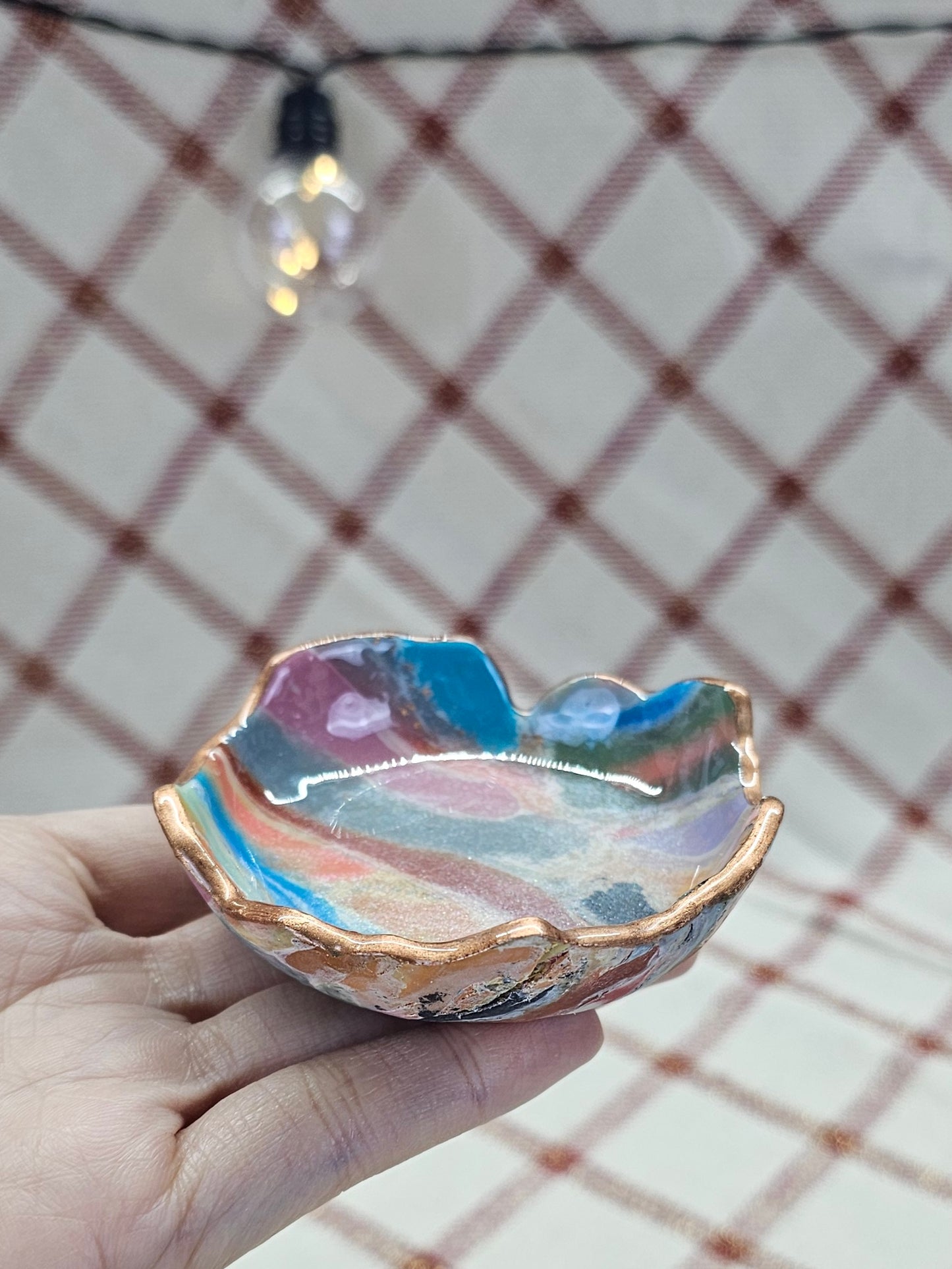 Unique handmade polymer clay jewelry dish, Irregular Shape #14