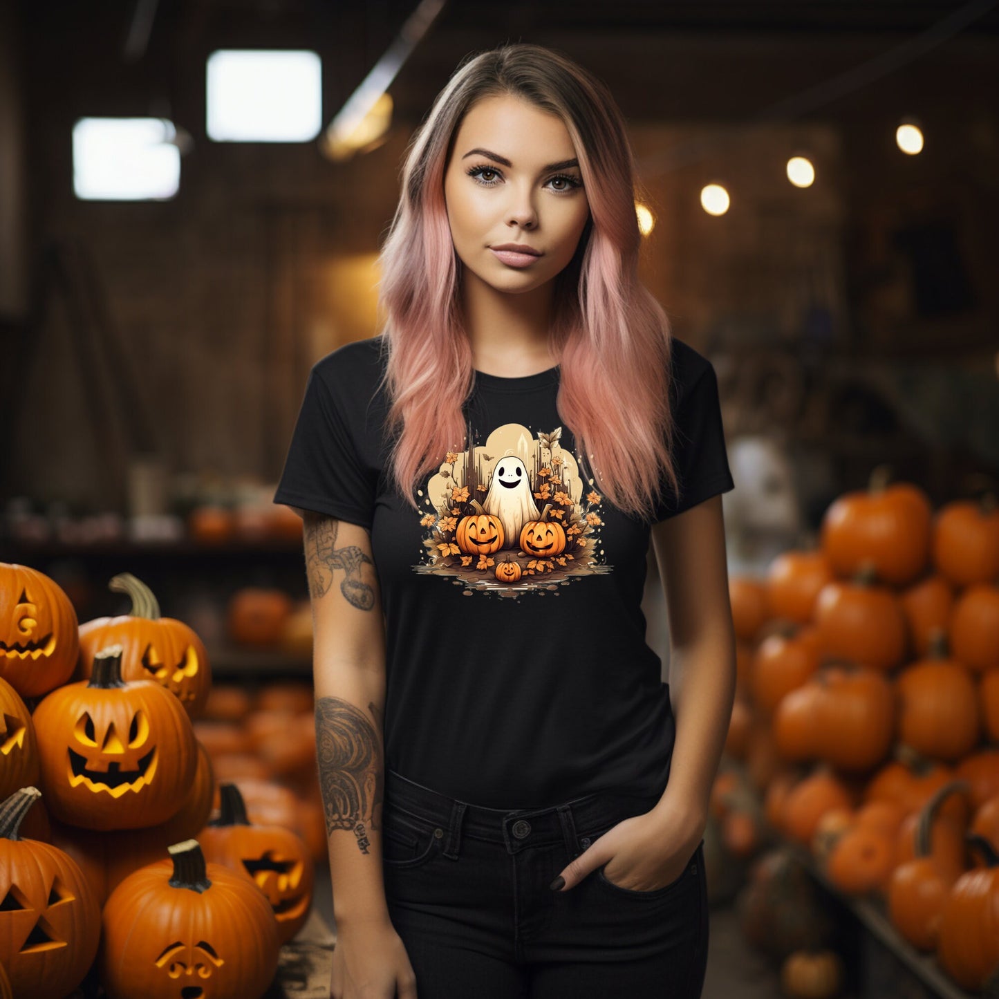 Happy Cute Halloween Ghost, Sublimation Design, Clipart, Vector Graphics for Cups, sticker, T-shirts, Print on Demand, svg png eps dxf,