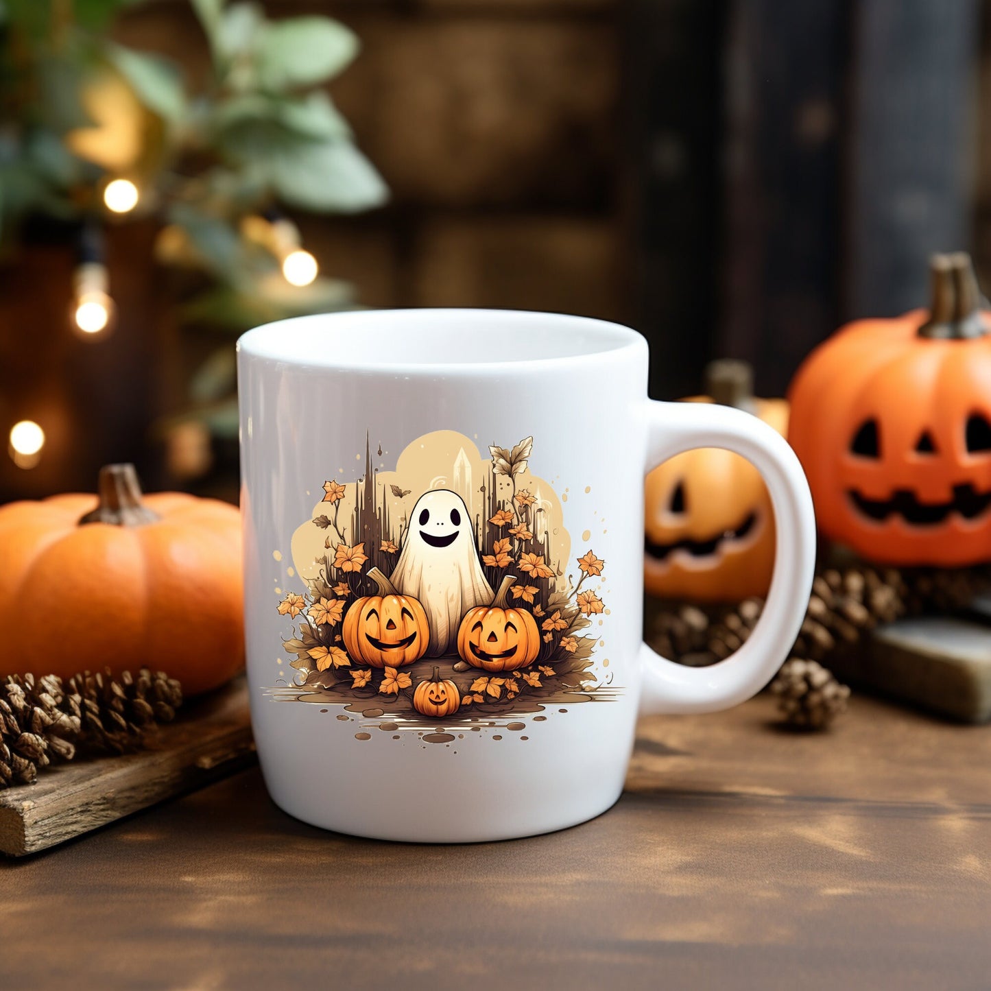 Happy Cute Halloween Ghost, Sublimation Design, Clipart, Vector Graphics for Cups, sticker, T-shirts, Print on Demand, svg png eps dxf,