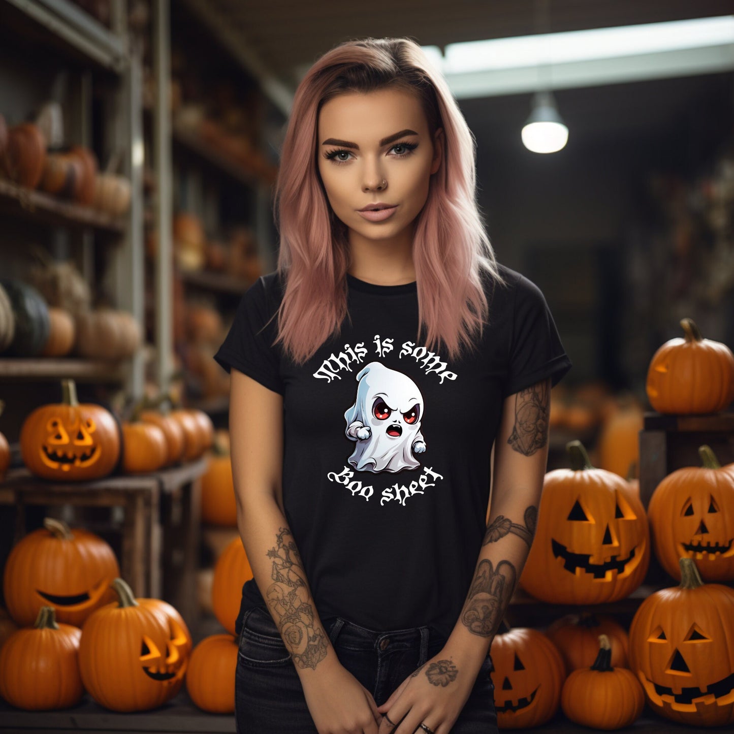 Funny Halloween Cute Angry Ghost Boo Sheet Sublimation Design | Digital Download