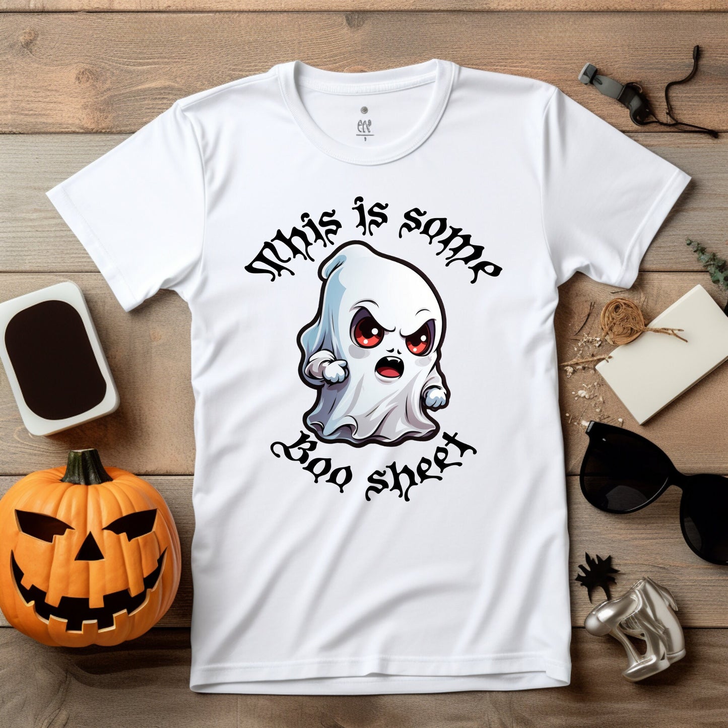 Funny Halloween Cute Angry Ghost Boo Sheet Sublimation Design | Digital Download