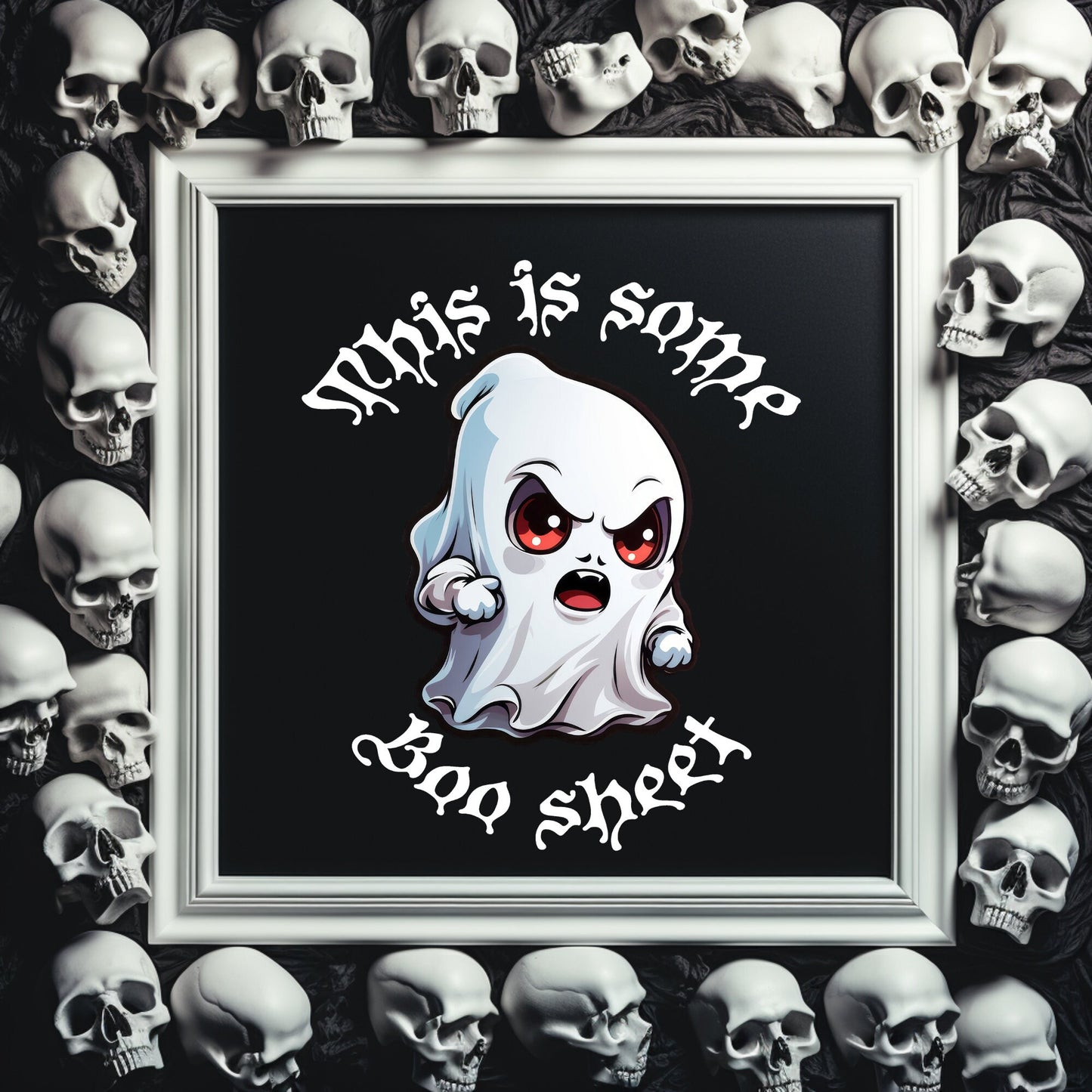 Funny Halloween Cute Angry Ghost Boo Sheet Sublimation Design | Digital Download