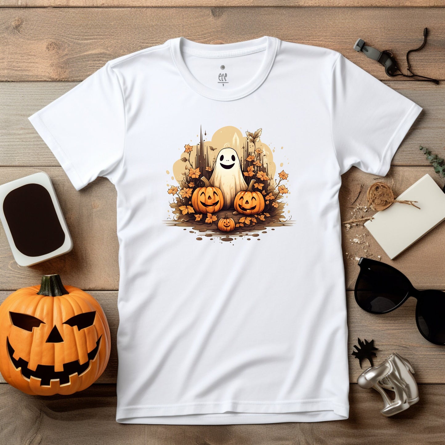 Happy Cute Halloween Ghost, Sublimation Design, Clipart, Vector Graphics for Cups, sticker, T-shirts, Print on Demand, svg png eps dxf,