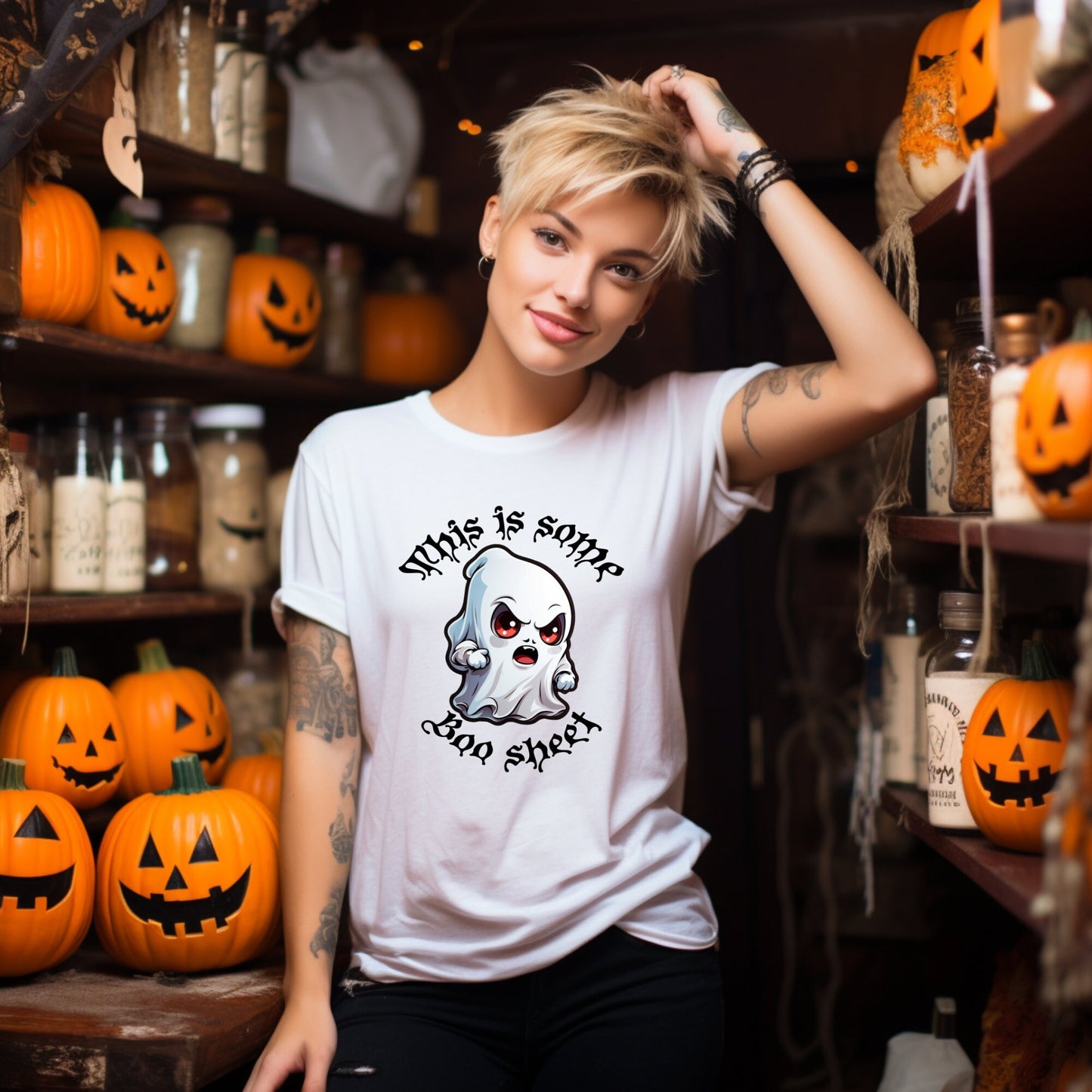 Funny Halloween Cute Angry Ghost Boo Sheet Sublimation Design | Digital Download