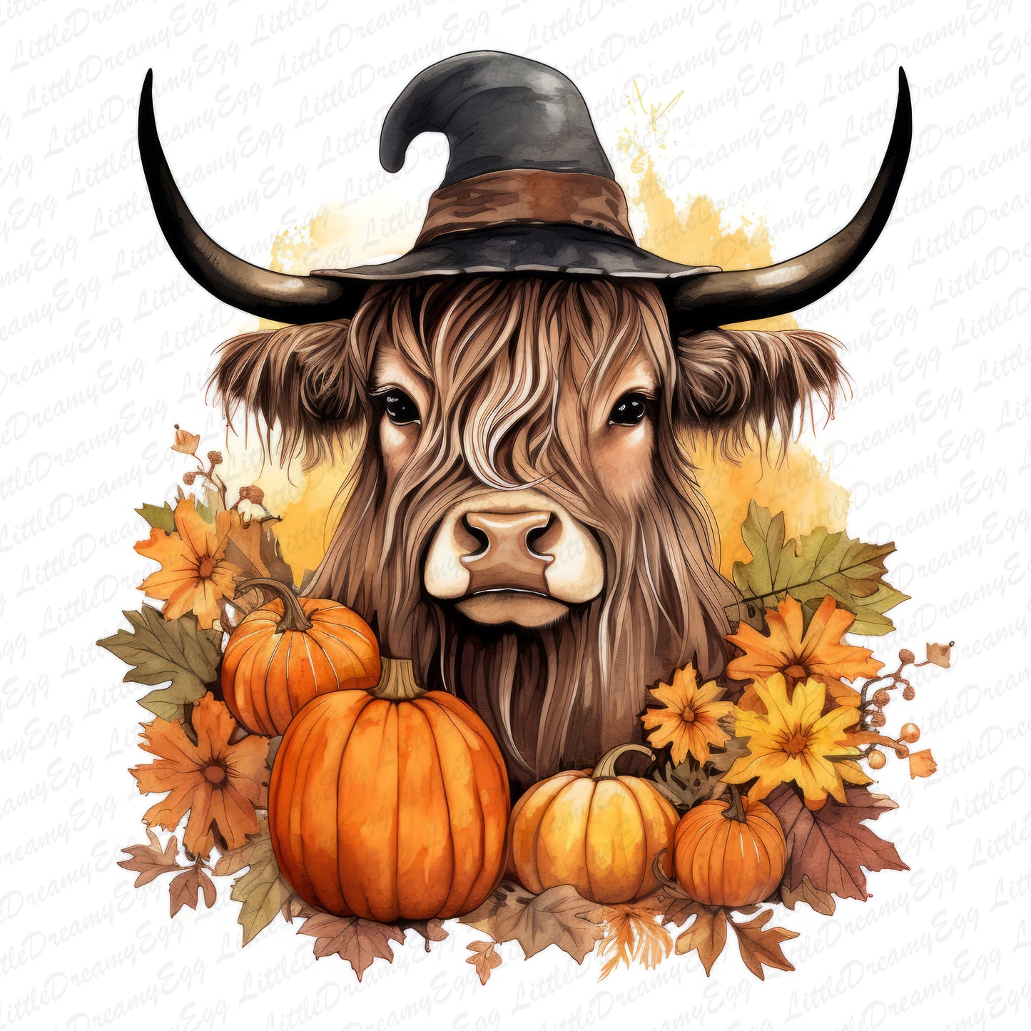 Highland Cow PNG Sublimation Design - Fall & Halloween Digital Download
