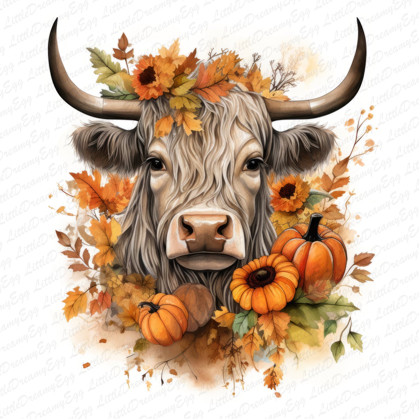 Highland Cow PNG Sublimation Design - Fall & Halloween Digital Download