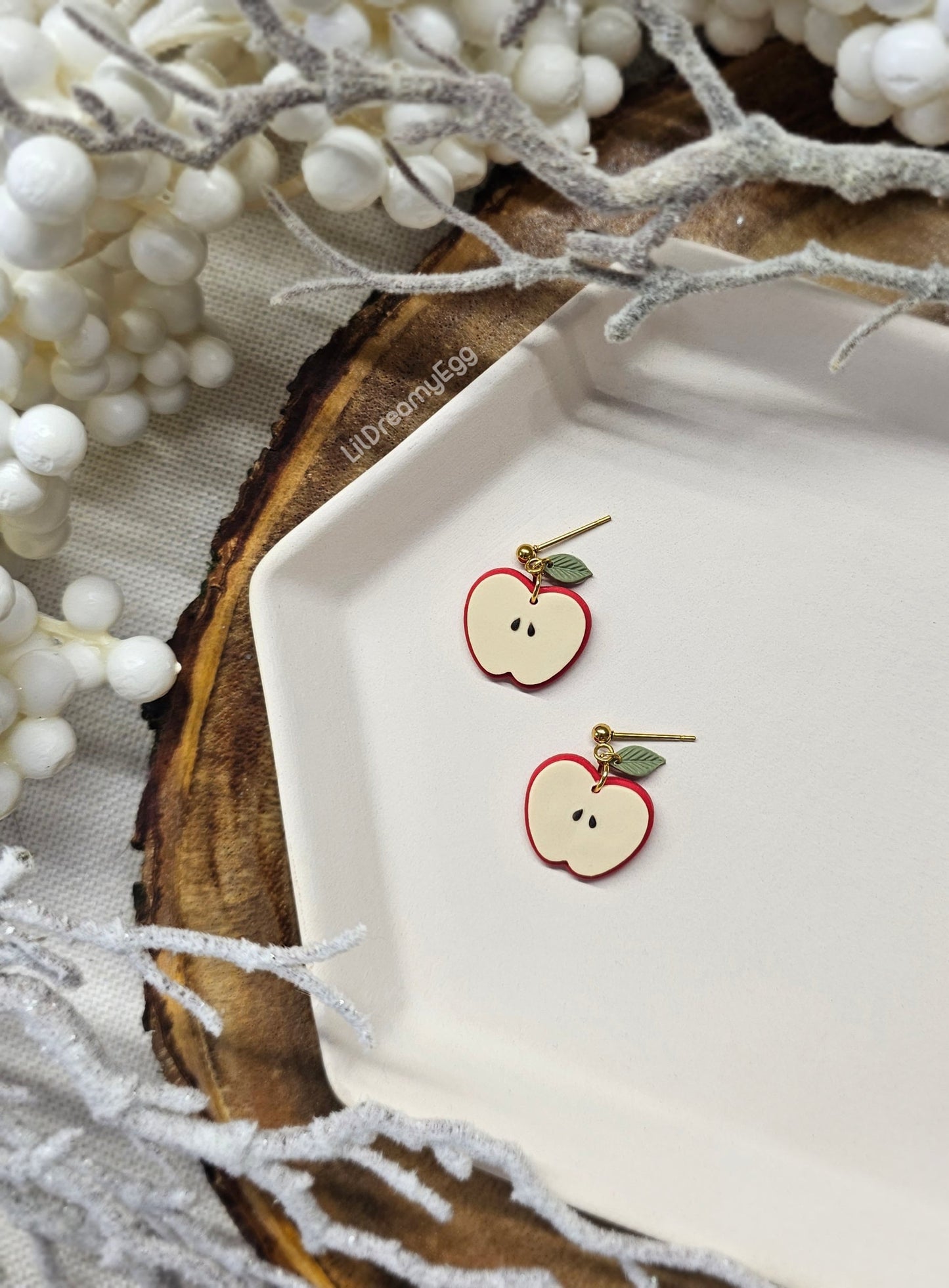 Apple, Apple Jar Earrings, Hypoallergenic, Polymer Clay Earrings