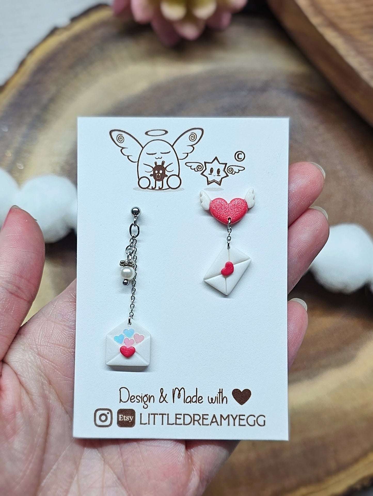 Valentine Envelopes Dangle Earrings | Polymer Clay Earrings