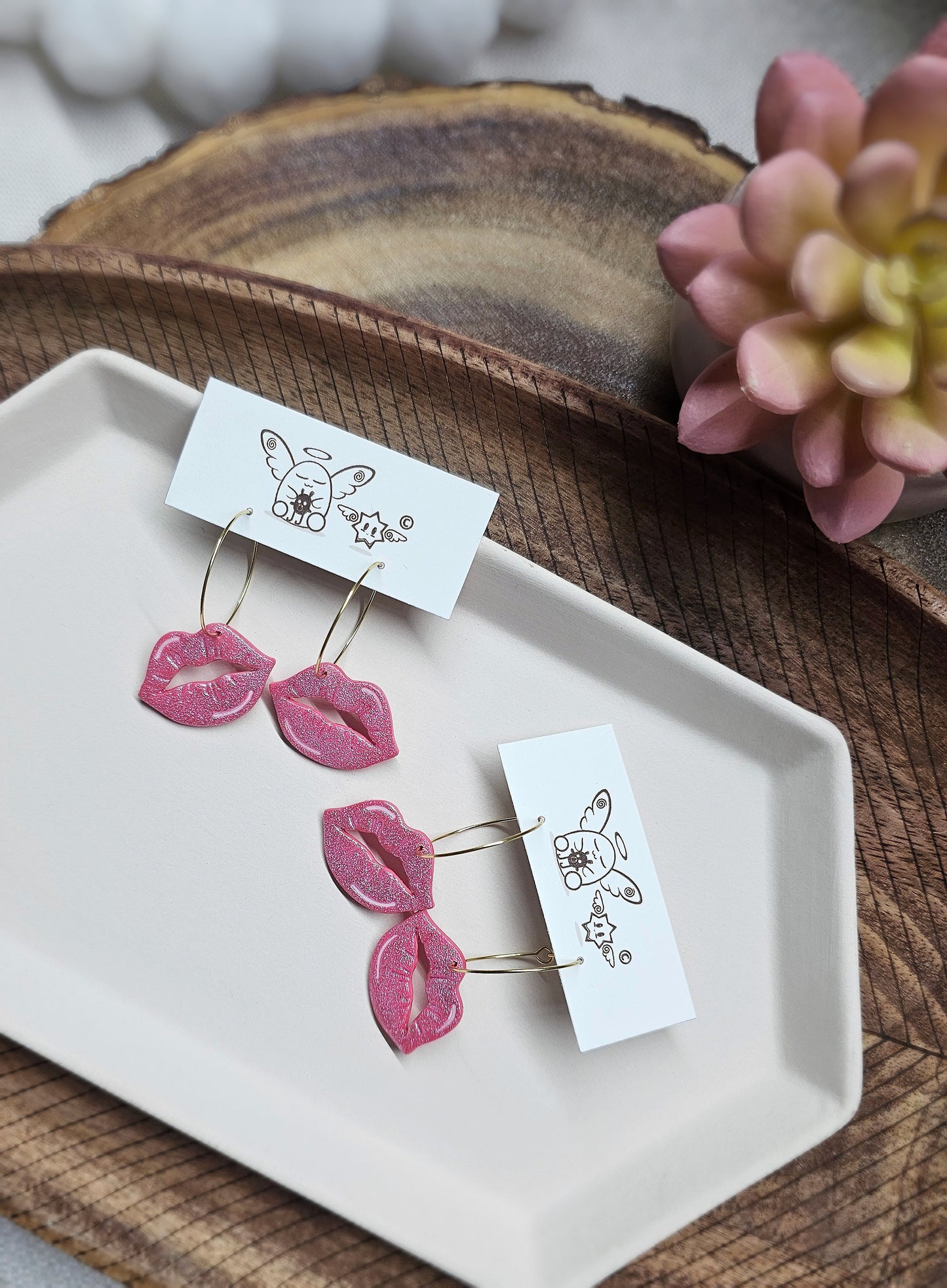Sparkling Lips Hoop Earrings | Valentine Earrings