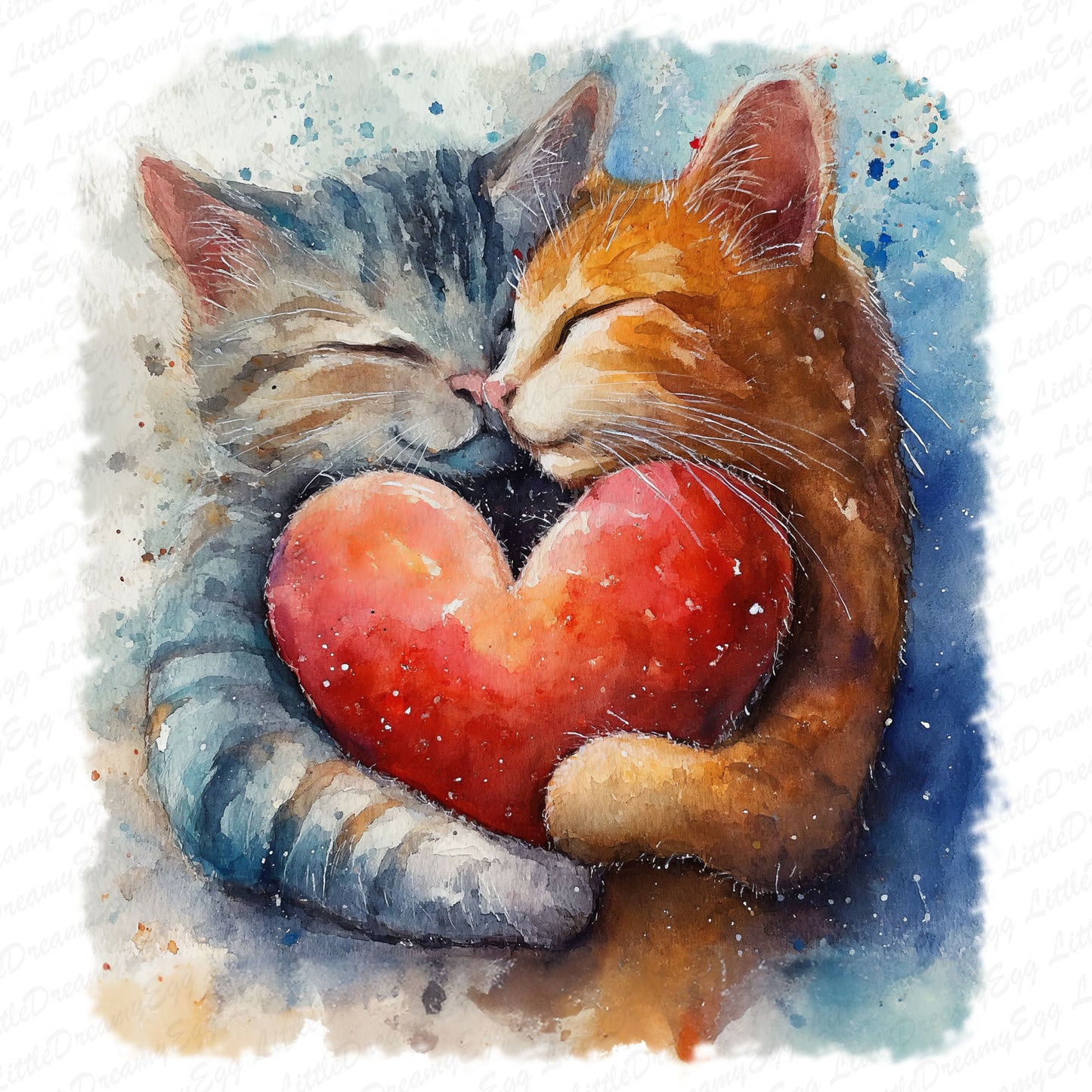 Heartfelt cats love png, Cats hugging a heart, Cats love svg, Cute cats png, Sublimation Design, T-shirt clip arts