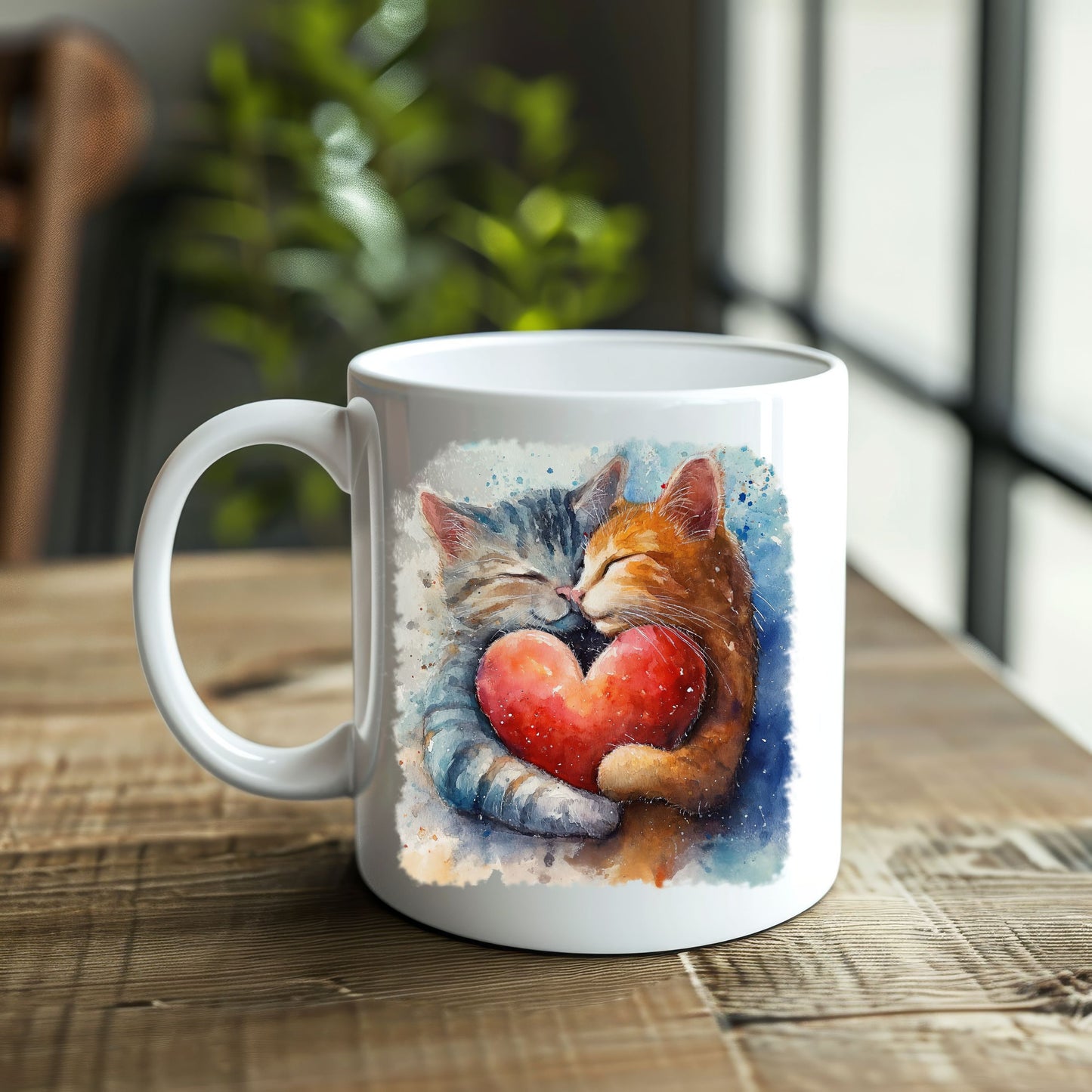 Heartfelt cats love png, Cats hugging a heart, Cats love svg, Cute cats png, Sublimation Design, T-shirt clip arts