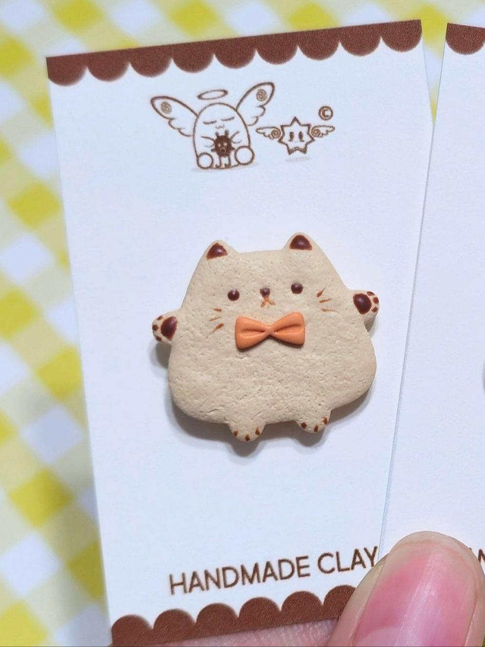 Kawaii Fatty Cat Cracker Cookies, Polymer Clay Pin