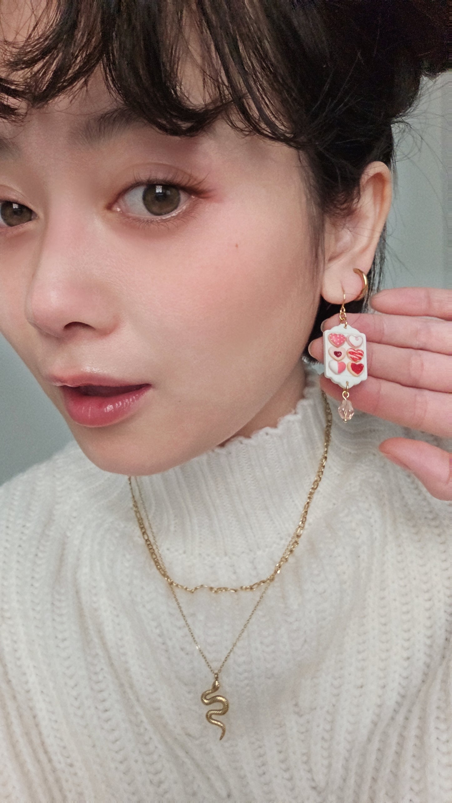 Valentine Heart Cookies Tray Earrings