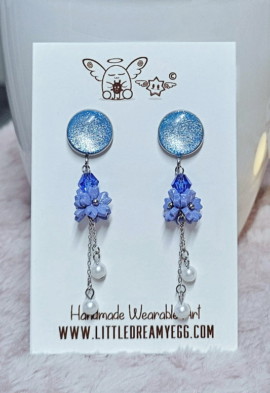 Magical Enchantment Azure Blu Tassel Earrings, Dangle&Drop