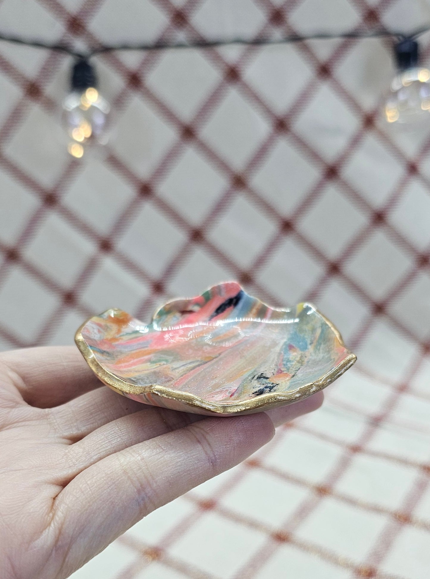 Unique handmade polymer clay jewelry dish, Irregular Shape #3