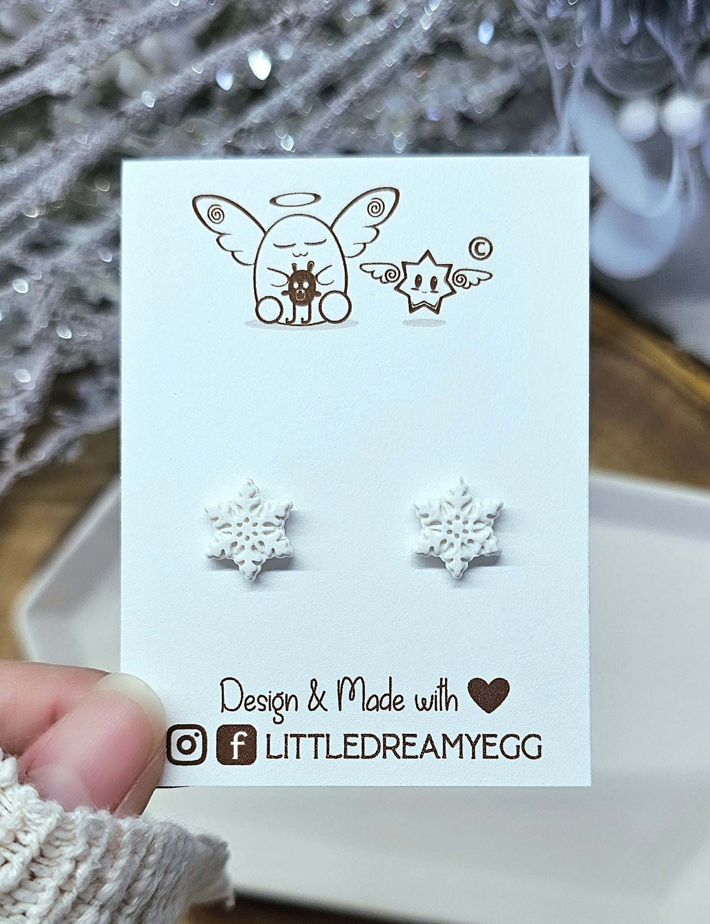 Snowflake Clay Studs