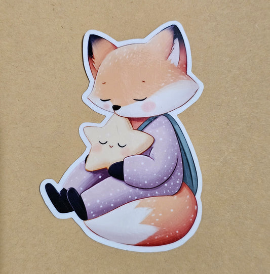 Sleeping fox hugging a star