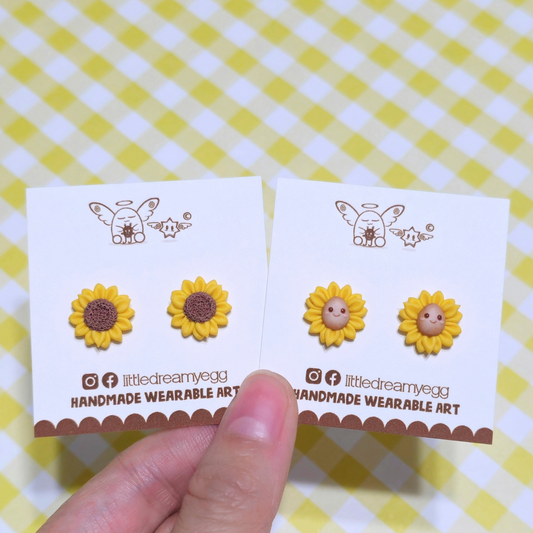 Sunflower Ear Studs, Polymer Clay Earrings