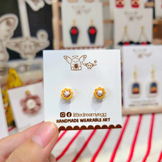Pumpkin Pie Bite, Polymer Clay Earrings