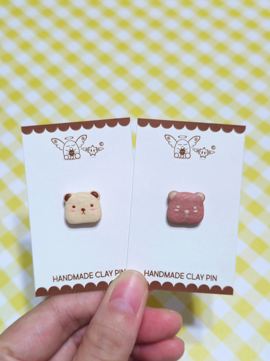 🐻 Kawaii Mini Bear head Cracker Cookies, Polymer Clay Pin