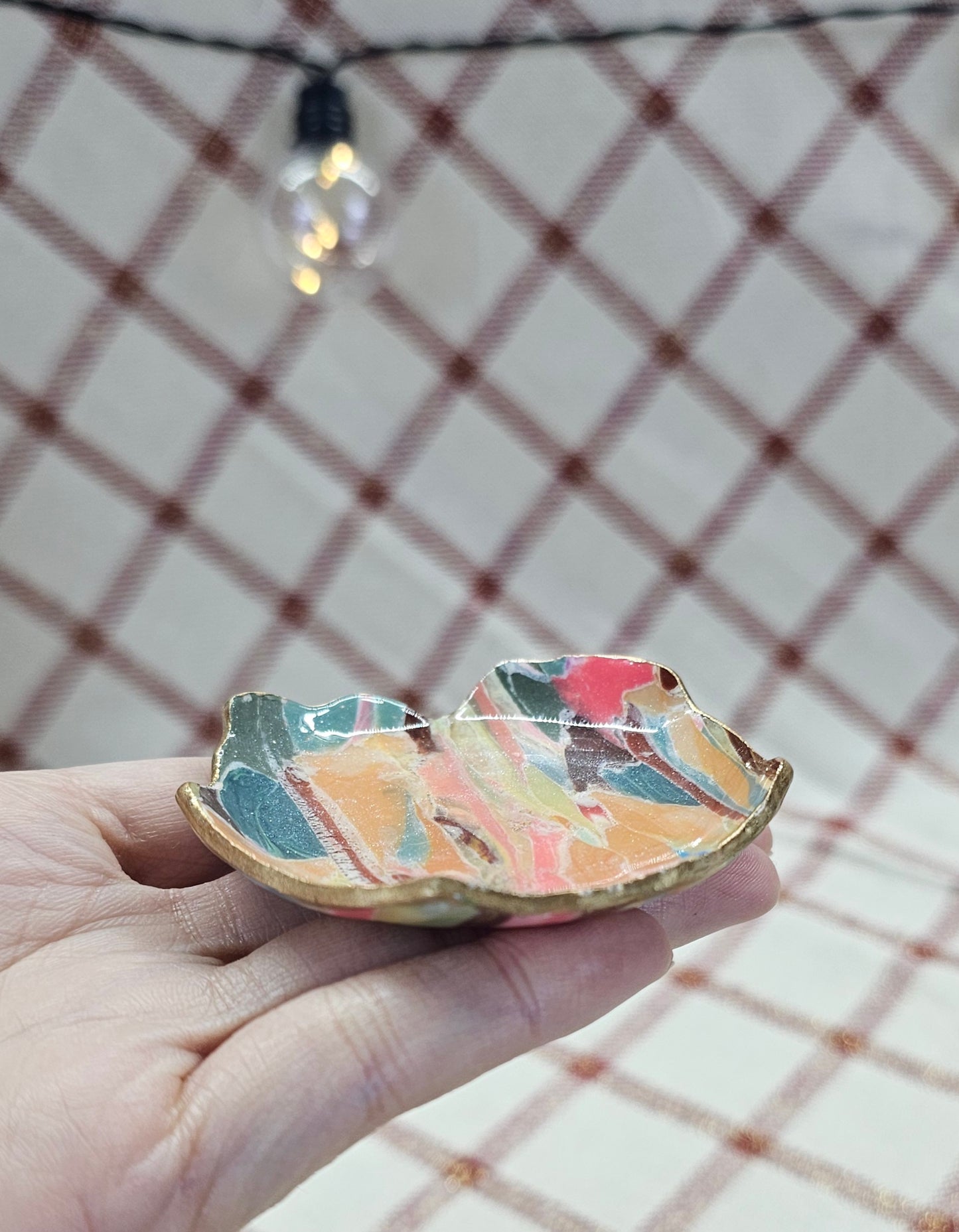 Unique handmade polymer clay jewelry, Irregular Shape dish #7