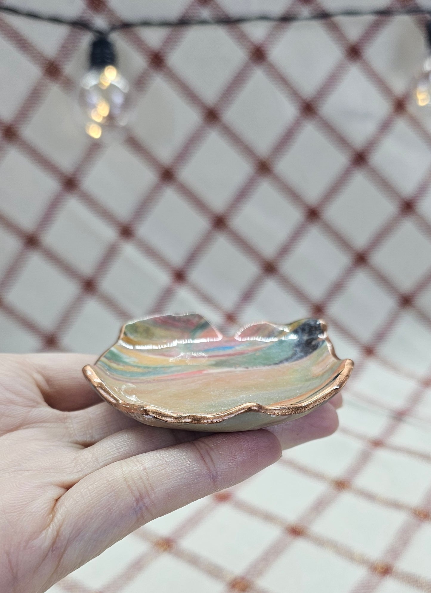 Unique handmade polymer clay jewelry dish, Irregular Shape #8