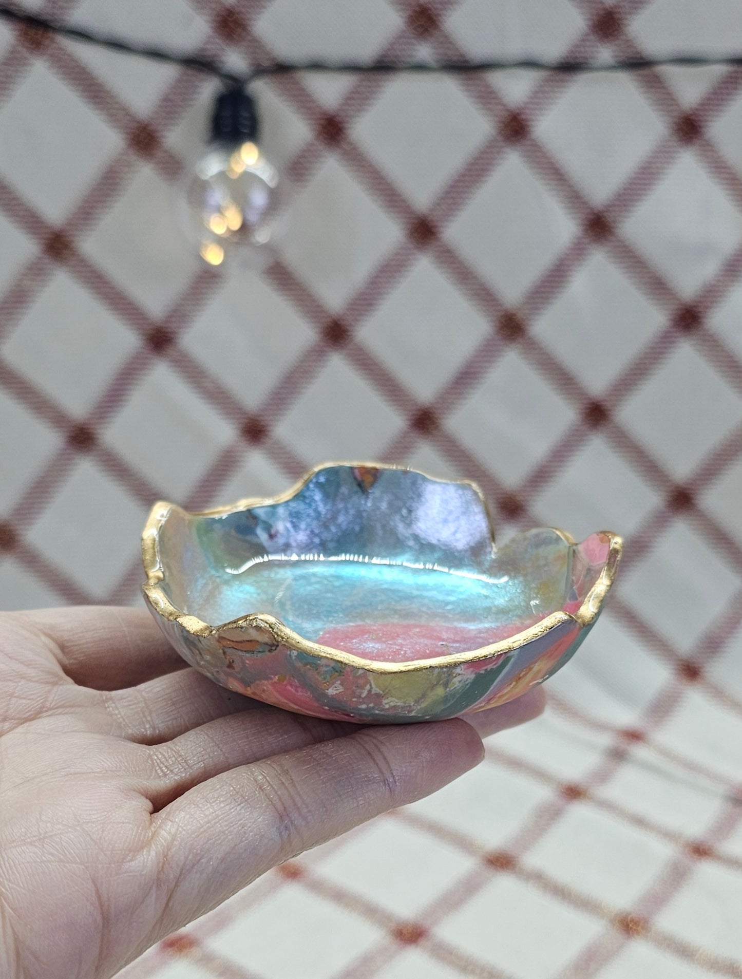 Unique handmade polymer clay jewelry dish, Irregular Shape #11