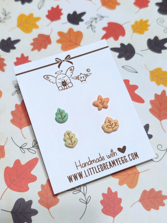 Kawaii Assorted Fall Leaves Set, Polymer Clay Earrings