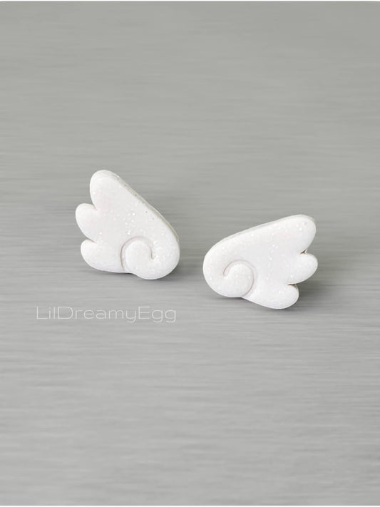 Kawaii Angel Wings Studs | Polymer Clay Earrings