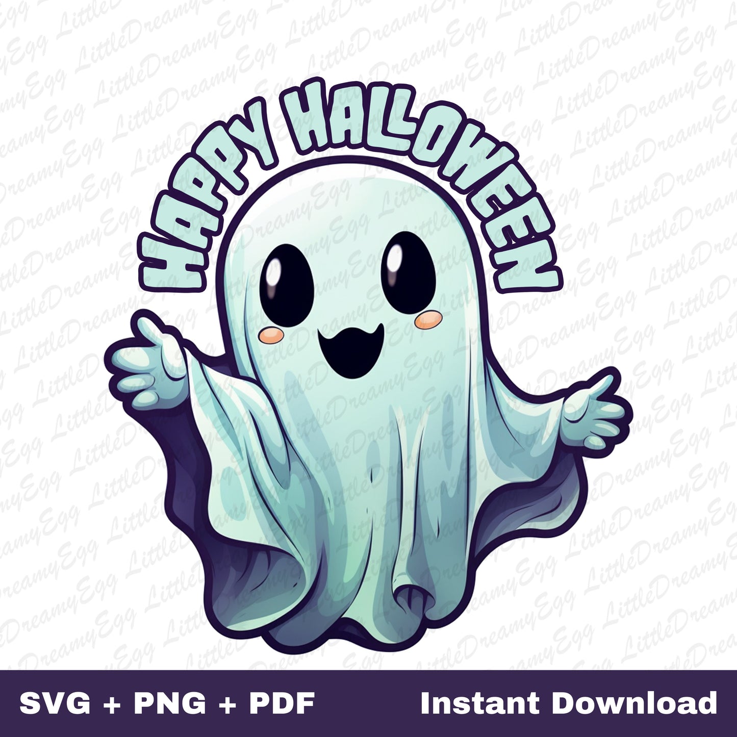 Cute Blue Ghost Color Bundle Set | Halloween Design | Digital Download