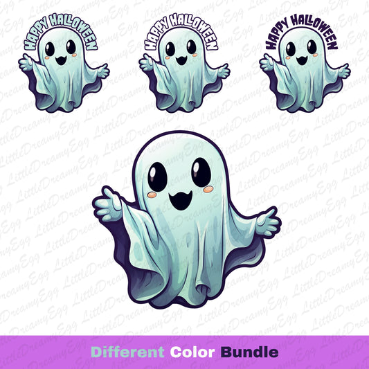 Cute Blue Ghost Color Bundle Set | Halloween Design | Digital Download