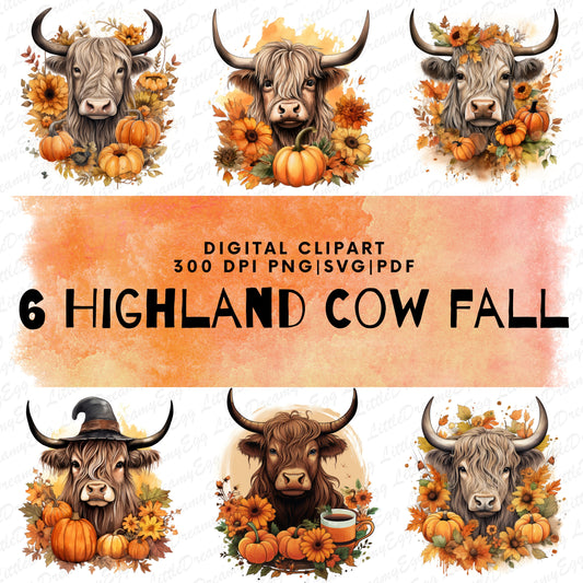 Highland Cow PNG Sublimation Design - Fall & Halloween Digital Download